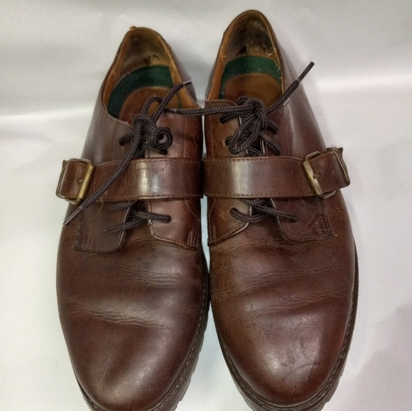 Vintage Polo Ralph Lauren Leather Oxfords Dress Shoes Brown Lace Buckle Size 11D main image 4